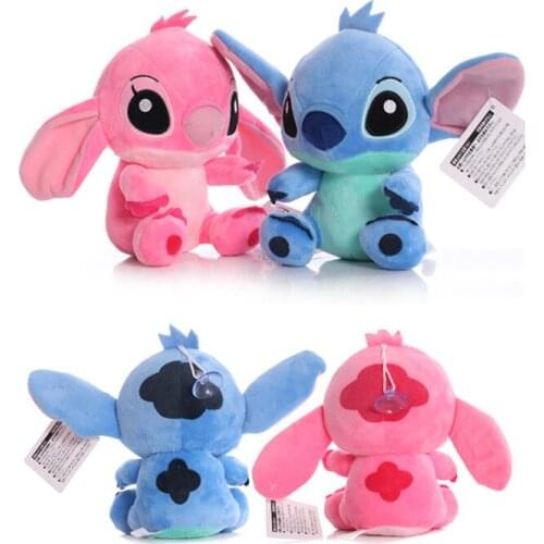 Disney 20cm Lilo & Stitch Couple Models Cartoon Stuffed Plush Dolls Anime Plush Baby Toys Pendant Toys Girl Kids Birthday Gift