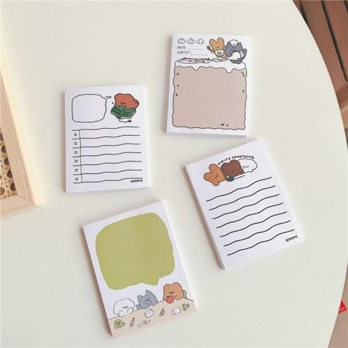 Cartoon Cute Animals Creative Memo Pad 50sheets Cotton Bear Notepad Todolist Stickers Planner Kawaii Stationery School Supplies
