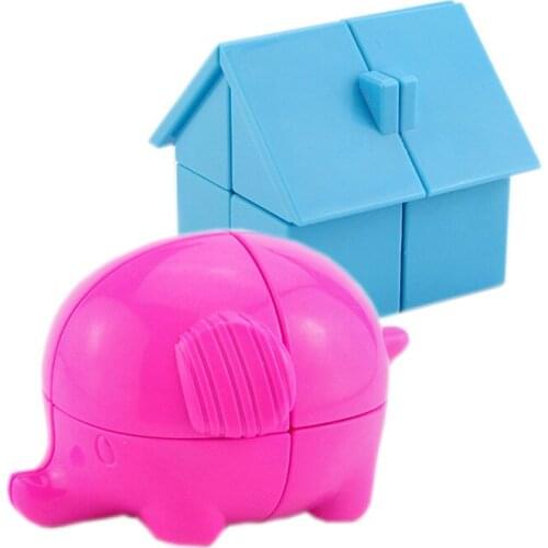 Cartoon Animal Magic Cube 2X2 Strange-shape Elephant House Profession Puzzle Education Speed Cubes Childrens of Game Toys Gift