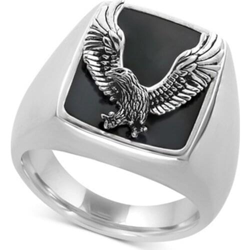 Stainless Steel Eagle Ring Motorcycle Party Personality Mens Ring Motorcyclist Hip Hop Rock Ring Jewelry Gothic Ring