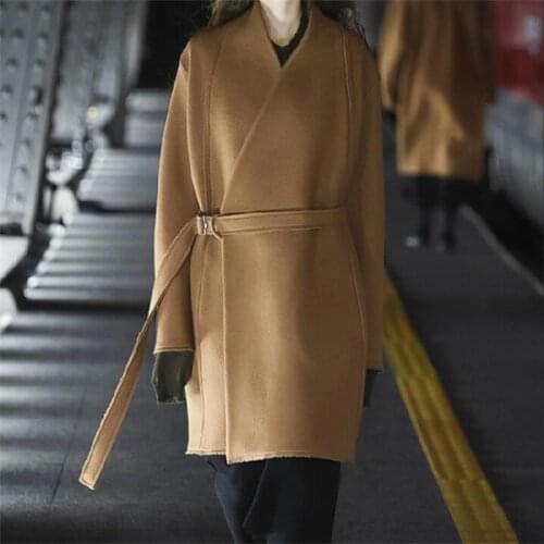 Male Mao Ni coat Mao Ni coat with raw edges, mid-length, collarless, Chinese style