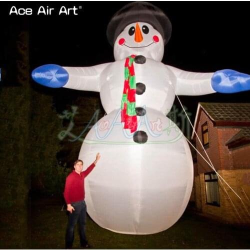 Huge 8 m H led lights Xmas holiday decor inflatable snowman model,Glowing winter mascot with changing color for sale