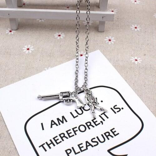 New Fashion The Walking Dead Necklace Pendants Short Long Women Men Collar Gift Jewelry Choker Revolver and zombie