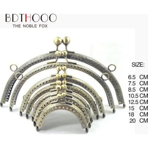 Wholesale 6.5/7.5/8.5/10.5/12.5/15/18/20cm Metal semicirc Frame Purse Handle Coin Bags Metal Kiss Clasp Lock Frame Accessories