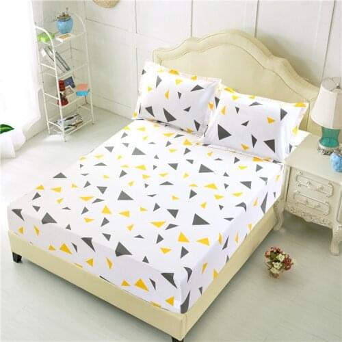 Fitted Sheet With Pillowcase Twin Double King Size Bed Sheet with Elastic Grey Color Geometric Fitted Sheet Sets53