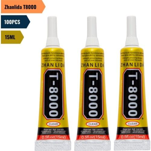 100PCS Zhanlida T8000 15ML Clear Contact phone Tablet Repair Adhesive Electronic Components Glue With Precision Applicator Tip