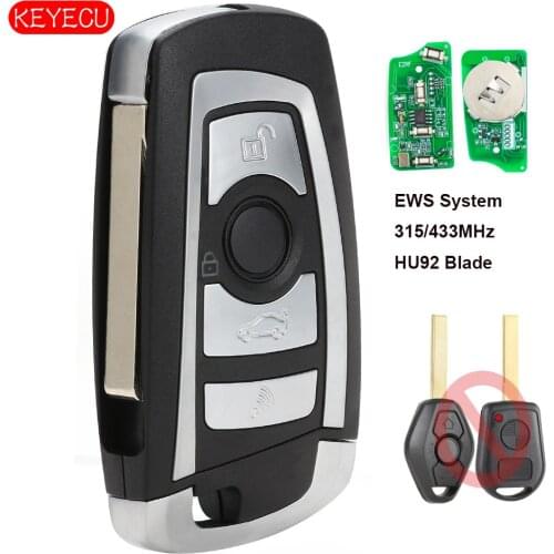 Keyecu Modified 3 Button 315MHZ 433MHZ Remote Key for BMW EWS 325 330 318 525 530 540 E38 E39 E46 M5 X3 X5 HU92 ID44/PCF7935