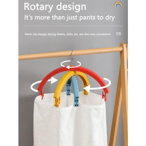 Rainbow Rotating Racks Organizer Closet Clothes Hanger with Pants Clip Storage Three-Layer Bed Sheet Drying Rack Space Saving