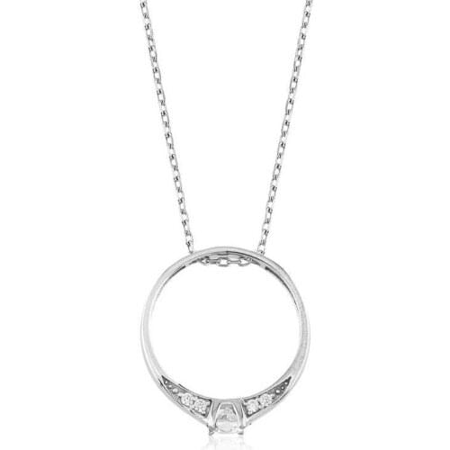 Silver Single Stone Ring Lady 'S Necklace
