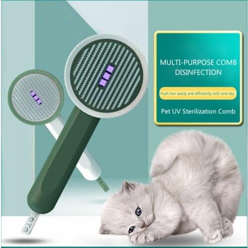Pet Dog Brush UV Sterilization Pet Hair Remover Insect Removal Cat Brush To Floating Hair Massage Dogs Grooming Pet Supplies F
