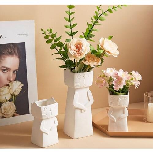 Nordic Minimalist Flower Arrangement Home Decoration Vase Abstract Cartoon Figure Miniature Model Desktop Decoration Crafts Gift
