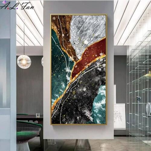 Modern minimalist light luxury vertical wall mural fashionable noble living room decoration painting