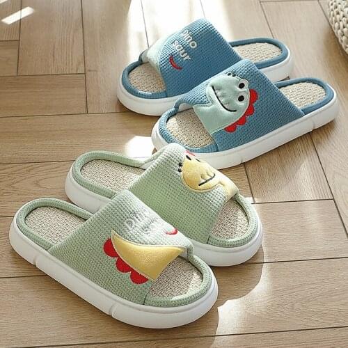 Women Cartoon Home Slippers Four Seasons EVA Indoor Linen Slippers For Women And Men Floor Cotton Flax Slippers With Soft Bottom