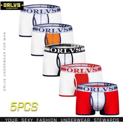 ORLVS 5PC/LOT Underwear Brand Mens Underwear Boxers Underpants Breathable Boxer Shorts Cotton Men Panties Sexy Male Underwears