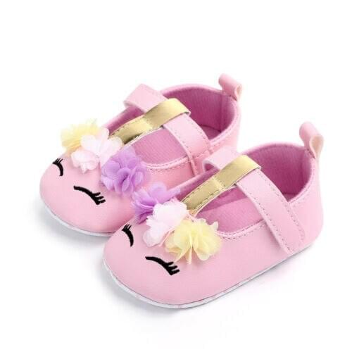 Ma&Baby 0-18M Toddler Baby Girls Flower Unicorn Shoes Newborn PU Leather Shoes Soft Sole Crib Shoes Spring Autumn Baby Shoes