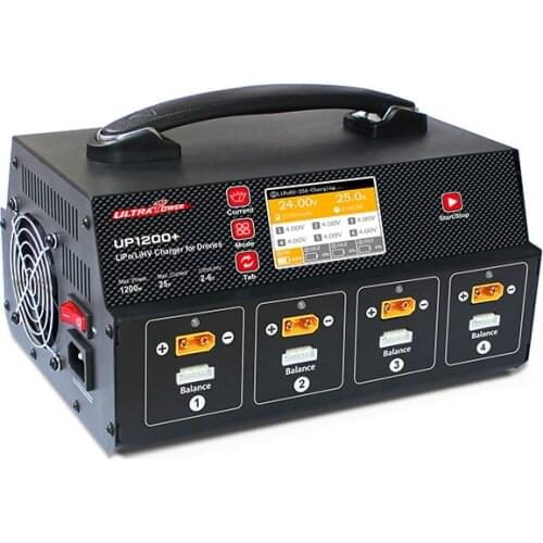Ultra Power UP1200+ 25A UAV/Agricultural Drone Fast Balance Charger With Display Screen For 8 Channel 2-6S LiPo LiHV Battery