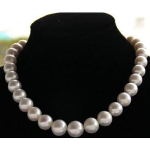 Gorgeous 10-11mm south sea round white pearl necklace 18inch 14k