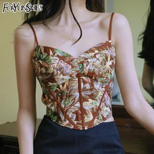 Vintage Corset Top To Wear Out Women Y2K Fashion Zipper Crop Tops Floral Embroidery Printed Victorian Bodycon Belt 2021 Summer