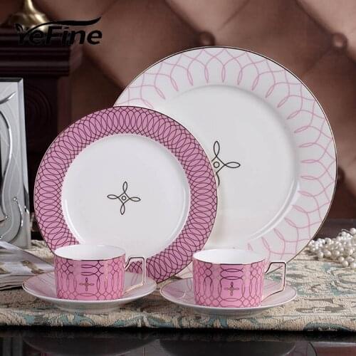 YeFine Dinner Set Plates And Dishes Bone Porcelain High Quality Ceramic Cup Saucer