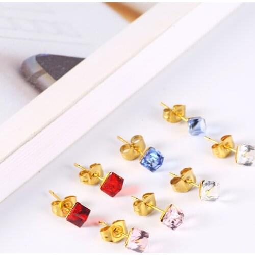 OUFEI Stainless steel Jewelry Woman Vogue 2019 Stud Earrings for Women Jewelry Accessories Crystal Earrings Wholesale lots bulk