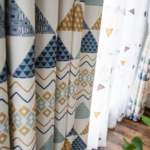 American Style Room Curtain Cotton Linen Curtain Bedroom Living Room Kitchen Curtains Printed Colored Curtains Bohemian