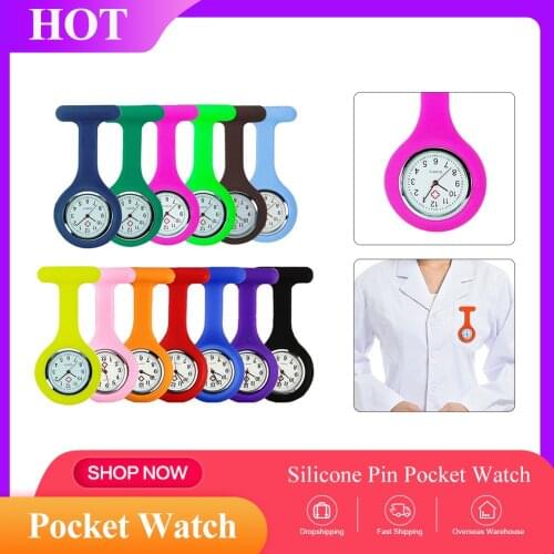 1 Pcs Silicone Nurse Watch Brooch Robe Fob Watch With Free Battery Fashion Exquisite Gift For Men And Women