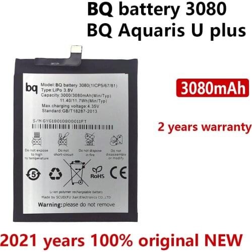 100% Genuine Original New Batteria 3080mAh Phone Battery For BQ Aquaris U plus Lite Bateria Batteries with Tracking number