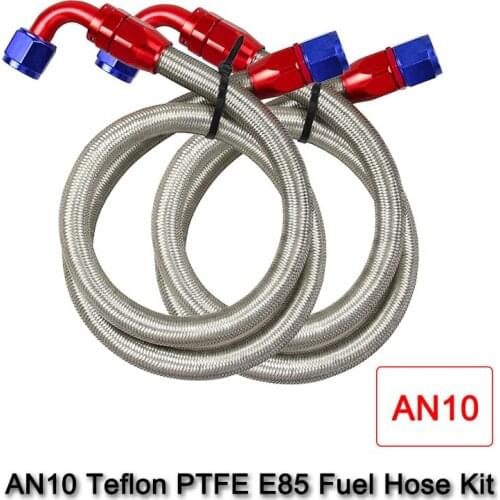 2Pcs 1m 10AN Stainless Steel Braided Engine Oil Fuel Line Hose Fitting End Adapter Auto Parts