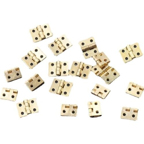 20pcs/Lot Cabinet Door Hinges Brass Plated Mini Hinge Small Decorative Jewelry Wooden Box Furniture Accessories
