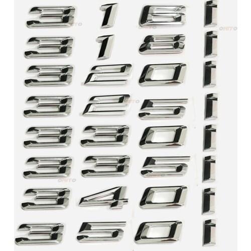 3D Stickers Lid Abs Chrome Number Letter 3D Logo for 318i 320i 323i 325i 328i 330i 335i 340i Auto Car Rear Bumper Trunk Badge