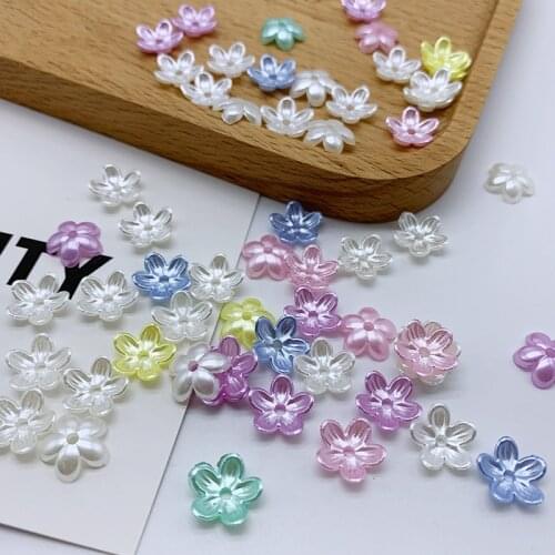50pcs ABS Flower Petals Jewelry Findings 2mm Hole DIY Vintage Hairpins Making Connectors Beads Handwork Hair Accessories