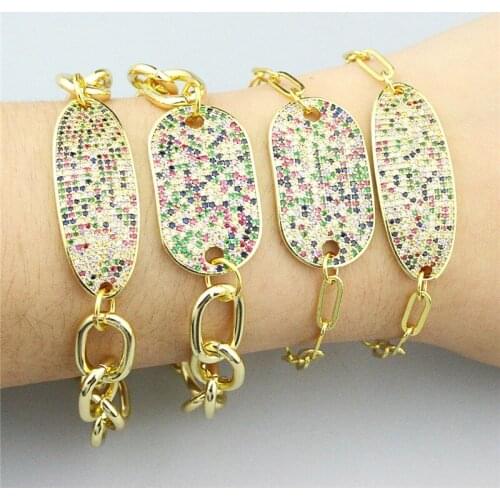 7.5inch 5str/lot New design cz bracelet,multi color cubic zirconia micro pave charm connector,fashion diy bracelet jewelry