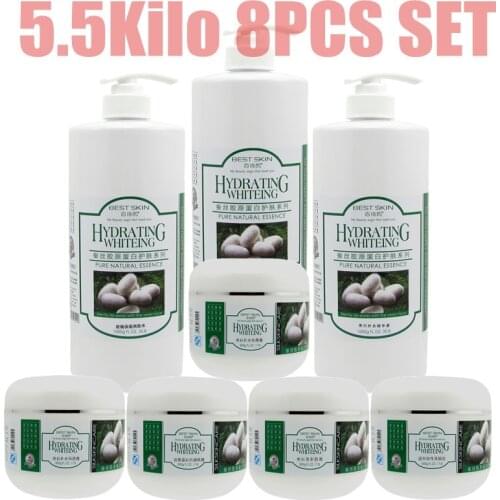 8PCS Set 5.5Kilo Silk Collagen Moisturizing Whitening Rejuvenation Massage Cream+Dead Skin Remove Gel+ Facial Mask ETC