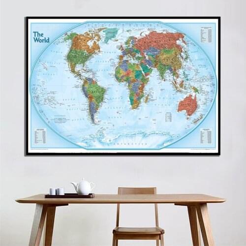 A2 Size 2011 Version The World Physical Map HD Canvas Printed Spray Painting Unframed Wall Map For Home Decor
