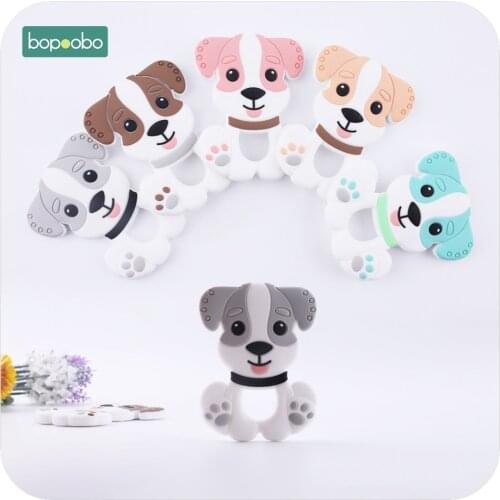 Bopoobo 1pc Baby Accessories Silicone Teething Husky Dog Pendant Food Grade Materials Charms Nursing Necklace Pendant