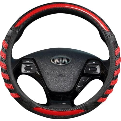 Carbon fiber Car Steering Wheel Cover for Kia Rio 2 3 4 X Line Kombi Sedan Auto Accessories Interior