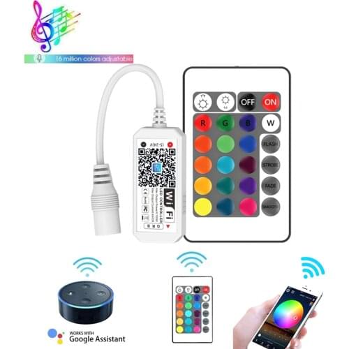 DC5V-24V Wireless WiFi LED Controller Magic Home RF IR Remote Alexa Google RGB RGBW 5050 WS2811 WS2812B LED Pixel Strip Dimmer
