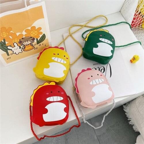 PU Leather Childrens Shoulder Messenger Bags Cartoon Little Dinosaur Princess Coin Purse Cute Kids Girls Small Wallet Handbags