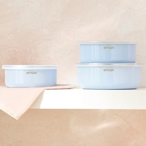 Emsan Pastel Enamel 3'lü Storage Container Blue