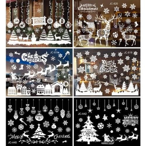 Christmas Window Stickers Merry Christmas Decorations For Home Wall Sticker Kids Room Wall Decals New Year Stickers 2021 Gift