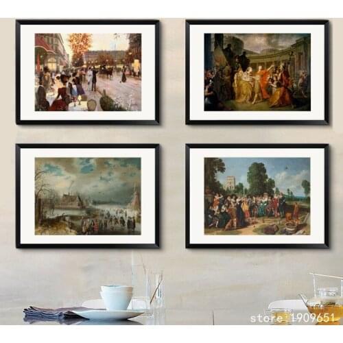 Cotton no frame classical court figure landscape canvas printings oil painting printed on cotton wall art decoration picture