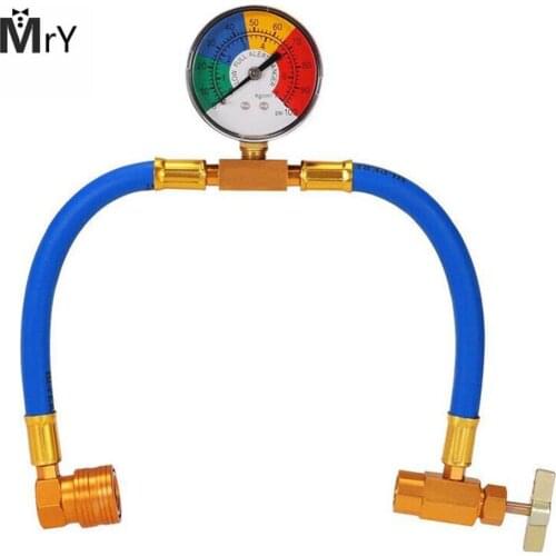 Car Air Conditioning AC R134A Refrigerant Recharge Measuring Hose with Gauge A/C 1/2 Recharge Measuring Kit Can Tap Air Conditio