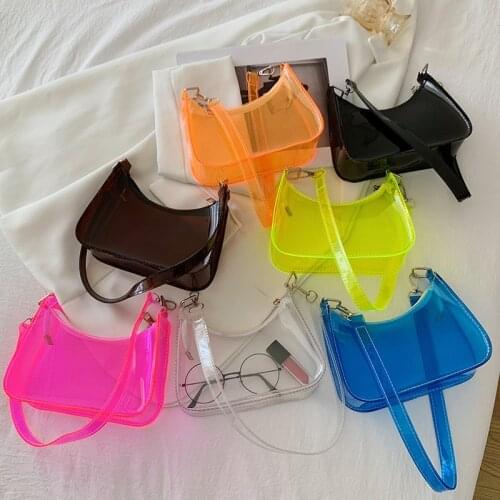 Summer Transparent Candy Colour Shoulder Bag Ladies Clear Purses Handbags Designer Solid Color Shopper Underarm Phone Bag
