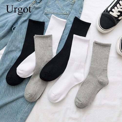 Urgot 2 Pairs/lot Fashion Men White Black Cotton Long Socks Women Streetwear Crew Hip Hop Letter Socks Skateboard Novelty Socks