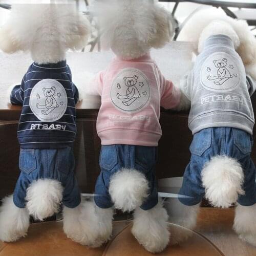 Pet Dog Fashion Striped Soft Cotton Clothes Autumn Winter Warm Thicken Jumpsuits For Small Dogs DC763