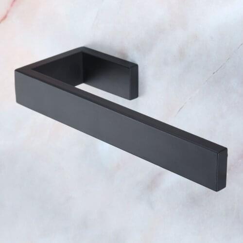 Matte Black Wall Mounted Towel Holder Rack Stainless Steel Towels Ring Matte Black with Bracket Modern Minimalism Strip Decor