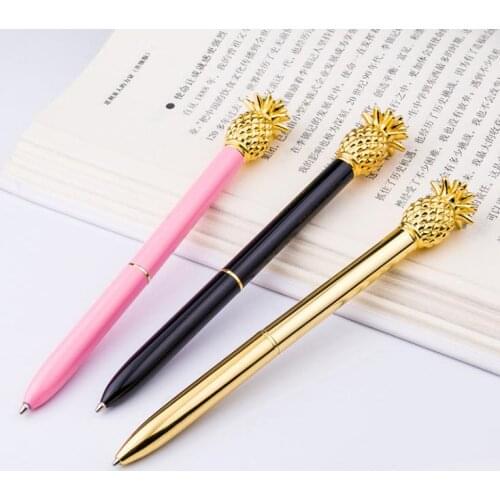 NEW Creative Pineapple Ballpoint Pens Metal Pen Fashion Business Office School Wrinting Pens Gift 1mm Stationery Supplies SN1292