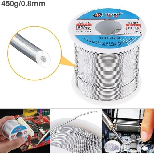 63/37 450g 0.8mm Tin Fine Wire Core Rosin Solder Wires with 2% Flux and Low Melting Point for Electric Soldering Iron
