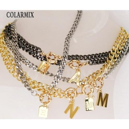 4 Strand Letter &Rudder Clasp Collar necklace Handmade Punk necklace multi color Jewelry choker Fashion jewelry 9636