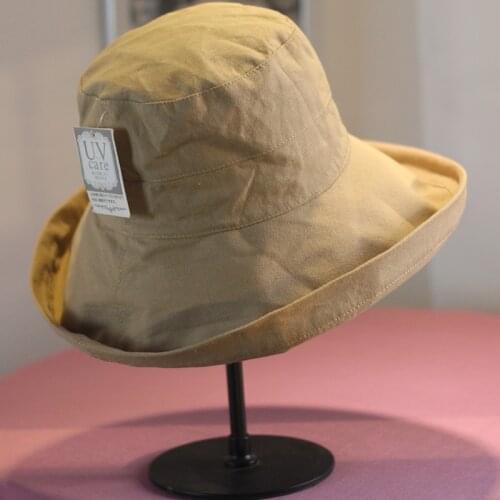 Womens Summer UV-Proof Bucket Hats Big Brim Foldable Cotton Linen Sunscreen Hats Fashion Casual Ladys Sun Hats